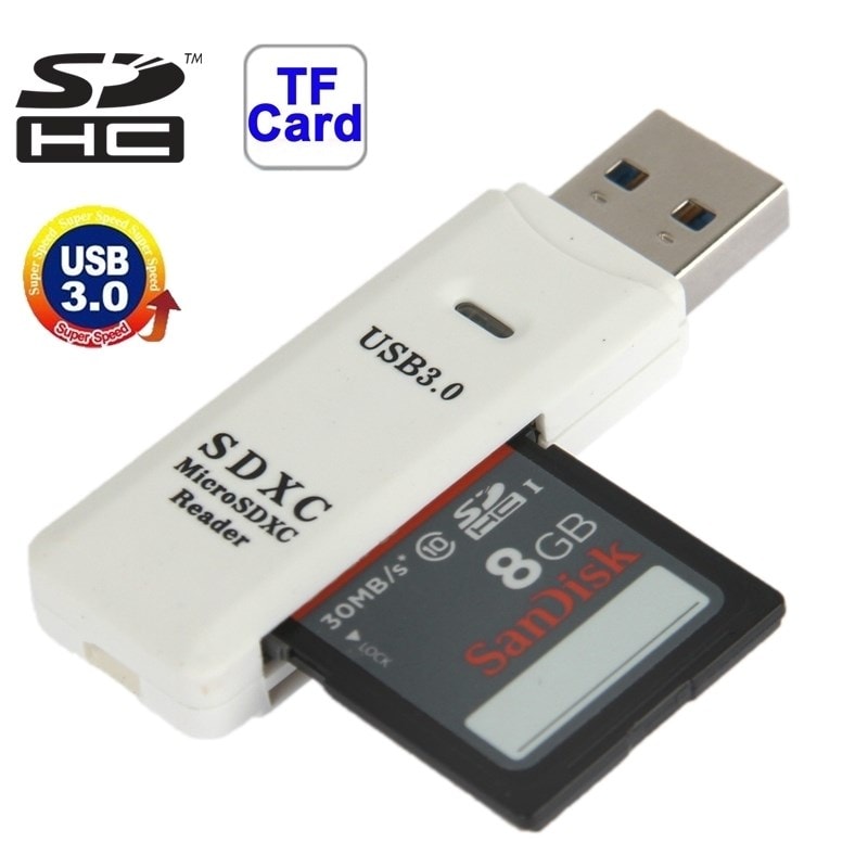 Lecteur de carte USB 3.0 blanc Super Speed, SD / Micro SD WEWOO
