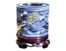 Matériau de résine de cristal de haute qualité pivoine en relief motif ornements tambour forme rotation porte-stylo WEWOO MA-80CA549TOP - RYK99 Matériau de résine de cristal de haute qualité pivoine en relief motif ornements tambour forme rotation porte-stylo WEWOO MA-80CA549TOP - RYK99