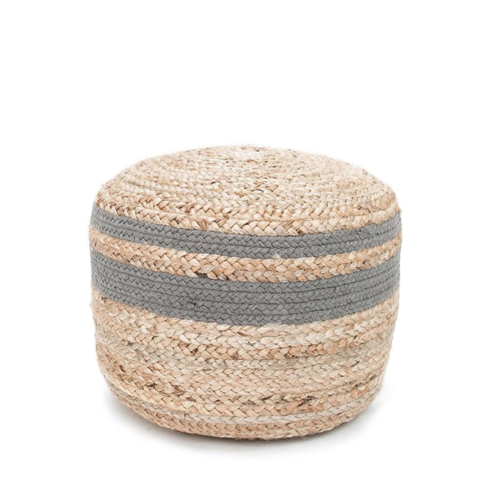 Pouf tressé main en jute Fuk Couleur Gris DRAWER Pas Cher
