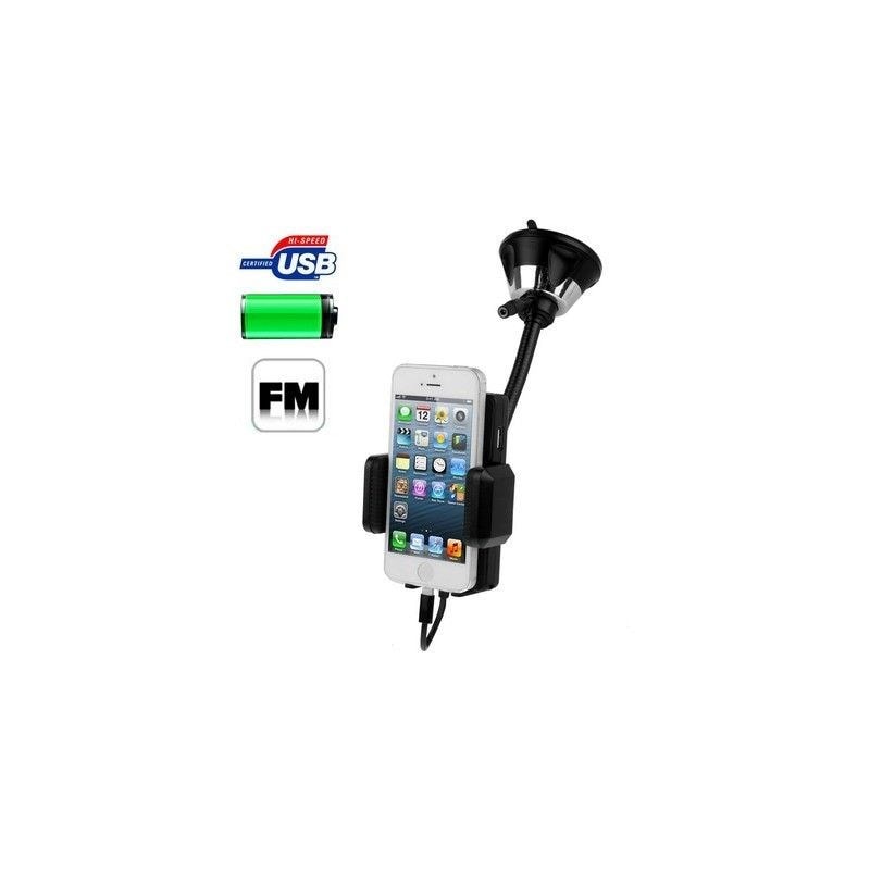 Transmetteur FM iPhone 5 kit mains libres support voiture ventouse YONIS  Pas Cher 