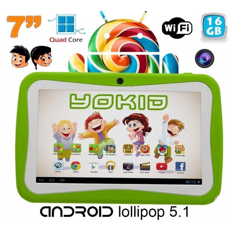 Tablette tactile enfant YOKID 7 pouces quad core android 5.1 Vert 16Go  YONIS Pas Cher 