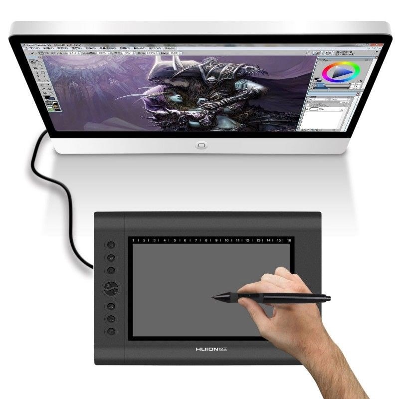 YONIS - Tablette graphique 12 pouces digitale dessin 3D stylet sans fil noir