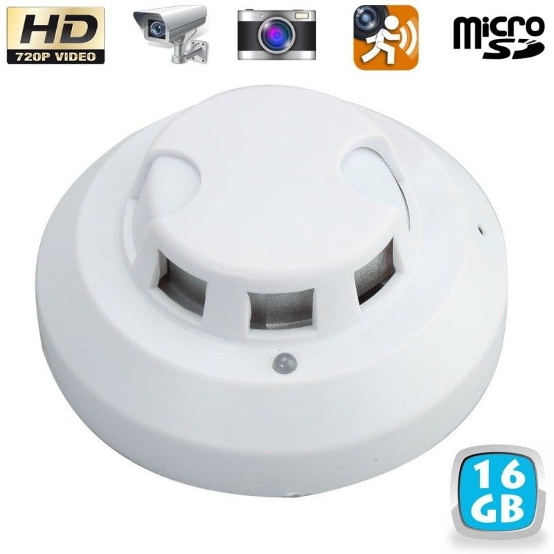 Détecteur de fumée caméra espion HD 720P détection mouvement 16
