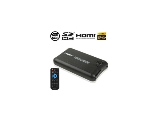 Lecteur Multimédia HD Télécommande Interface HDMI Support carte SD Disque  Dur Externe SATA Coque Aluminium YONIS