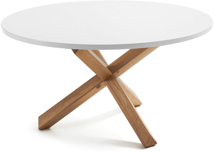 Table de salle à manger LF Nori diamètre 135 cm plateau blanc pied bois
