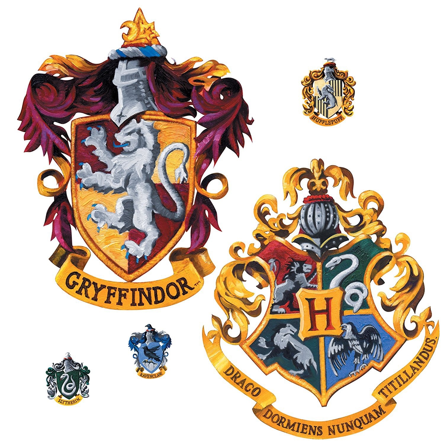 Sticker geant repositionnable Blasons Griffondor et Poudlard Harry Potter  45,7CM