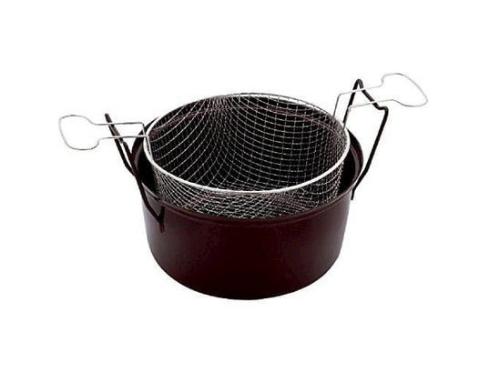 Baumalu Friteuse Émail Noire 26 Cm – Panier & Couvercle Verre, Tous Feux Dont Induction