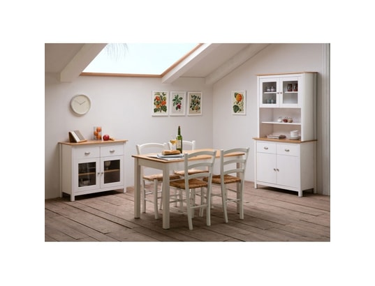 Salle à Manger Complète Blanc et Bois - EMIE - L 120 x l 70 x H 75
