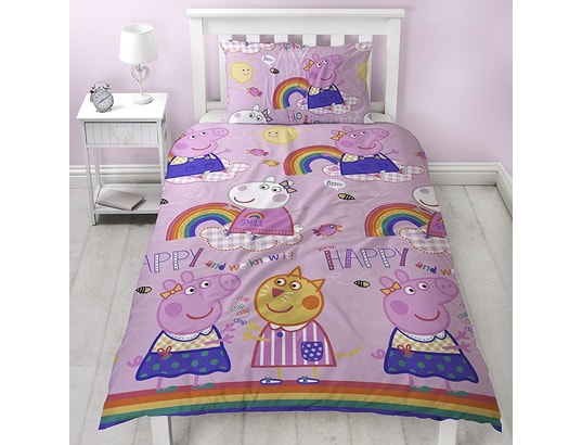 Drap Housse Simple 100% Coton PEPPA PIG - Licence Officielle, Dimensions 200x90x25 Cm