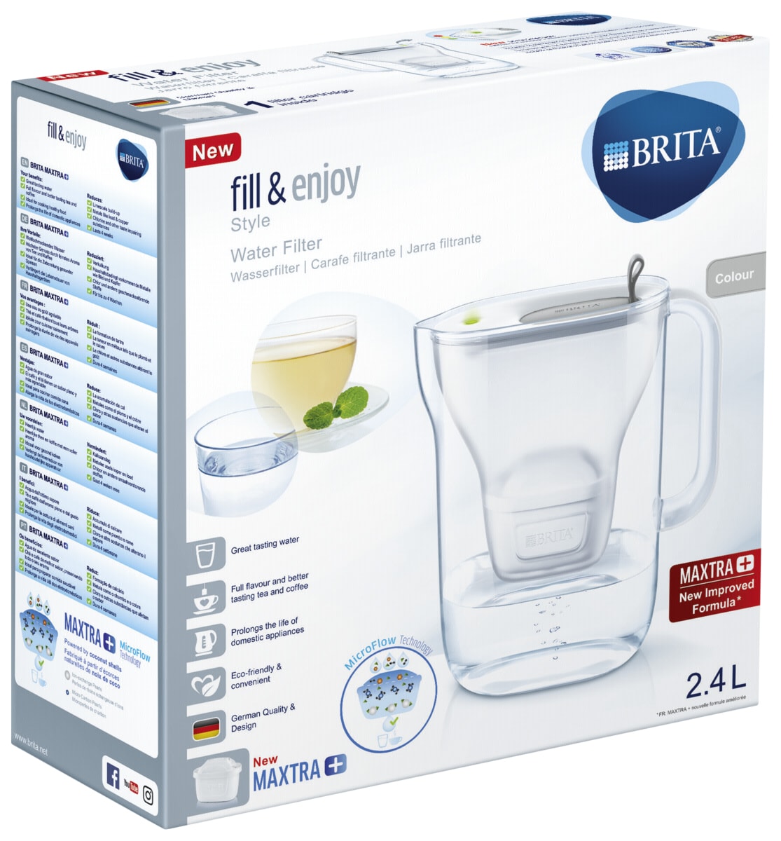 BRITA FRANCE - Filtre à eau Carafe filtrante Marella + 4 mois Maxtra+ BRITA