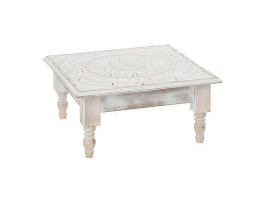 Table A Cafe Carre En Bois Ethnique 26cm Blanc Atmosphera Jj156995 Pas Cher Ubaldi Com