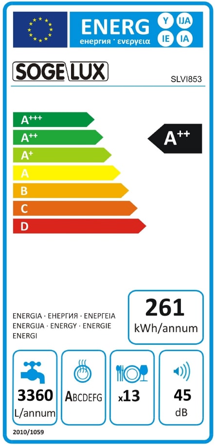 SOGELUX Lave vaisselle SLVI855 intégrable – 60 cm – E