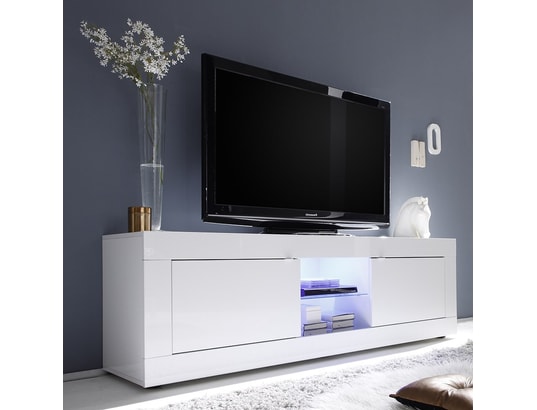 Meuble TV blanc moderne 180 cm pour salon