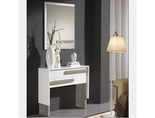 Commode d entrée blanche couleur bois clair BARBADE 2 NOUVOMEUBLE