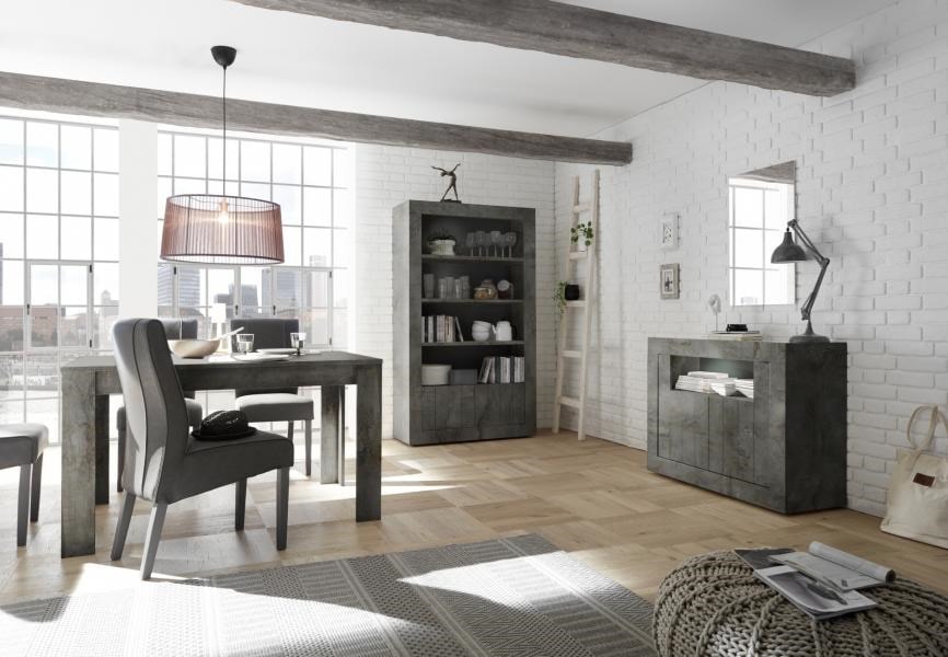 Ensemble salle à manger complète gris anthracite URBAN NOUVOMEUBLE