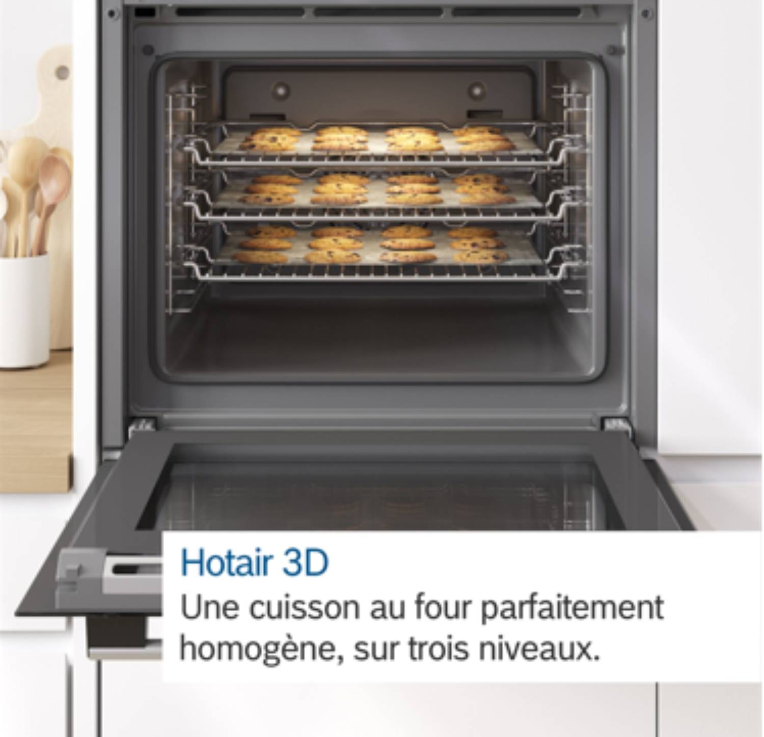 Four Encastrable Bosch Série 4 Blanc - 71L HotAir 3D EcoClean