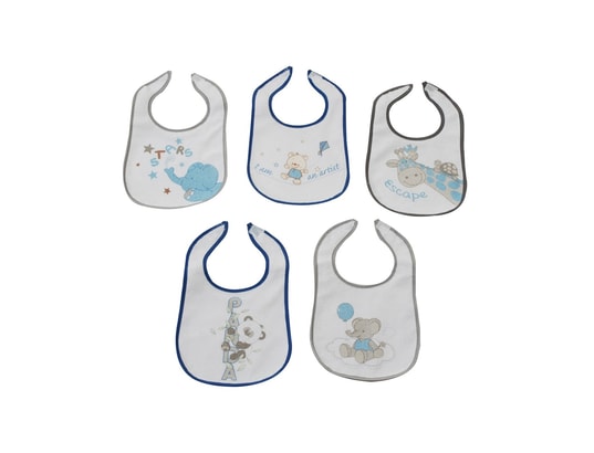 Lot De 5 Bavoirs Pour Bebe Gris Et Bleu Motif Animaux King Bear 1266 Pas Cher Ubaldi Com