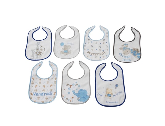 Lot De 7 Bavoirs Pour Bebe Doublure Peva Bleu Motifs Jours De La Semaine King Bear 1270 Pas Cher Ubaldi Com