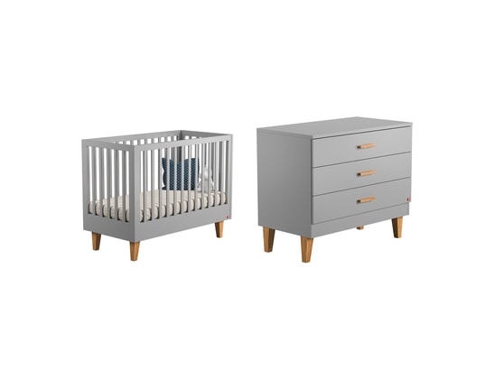 Lit Bebe 60x1 Et Commode A Langer Lounge Gris Meubles Vox 1365 Pas Cher Ubaldi Com